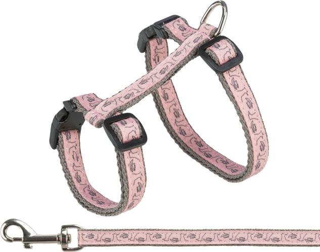 Trixie Katzengeschirr mit Leine 27–45 cm, Grau/Rosa