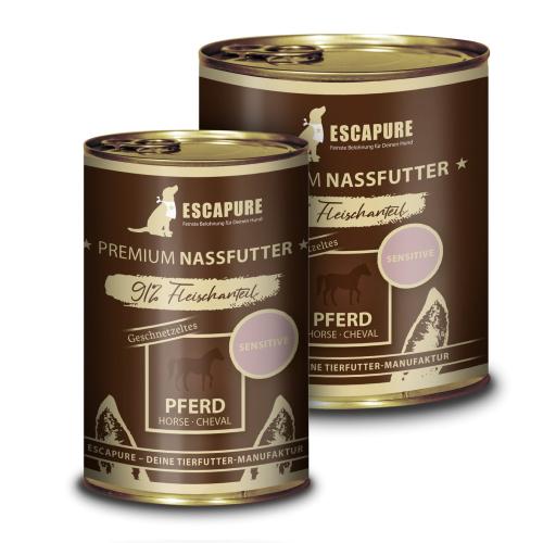 Escapure Pferde Geschnetzeltes Dose 800 g, Pferdefleisch, Süßkartoffel & Pastinaken