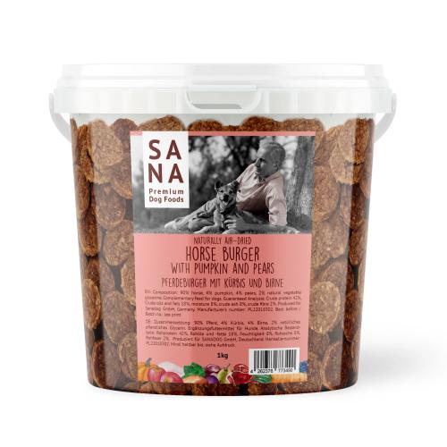 Sana Dog Pferdeburger mit Kürbis & Birne (1kg-Eimer)