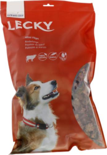 Lecky Mini Flips Rinderlunge 820 g Hundesnack aus Rinderlunge