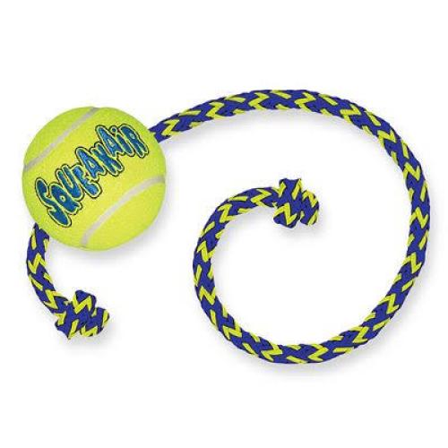 KONG AirDog SqueakAir Tennisball mit Seil M Hundespielzeug Gelb