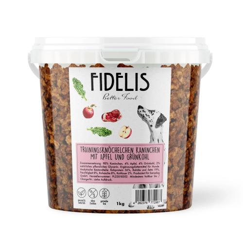 Trainingsknöchelchen Kaninchen mit Apfel und Grünkohl (1kg - Eimer)