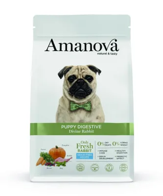 Puppy Digestive Divine Rabbit Grain Free – 2 kg – Amanova - getreidefreies Trockenfutter mit Kaninchen für Welpen aller Rassen