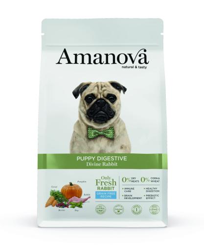 Puppy Digestive Divine Rabbit Grain Free – 2 kg – Amanova - getreidefreies Trockenfutter mit Kaninchen für Welpen aller Rassen