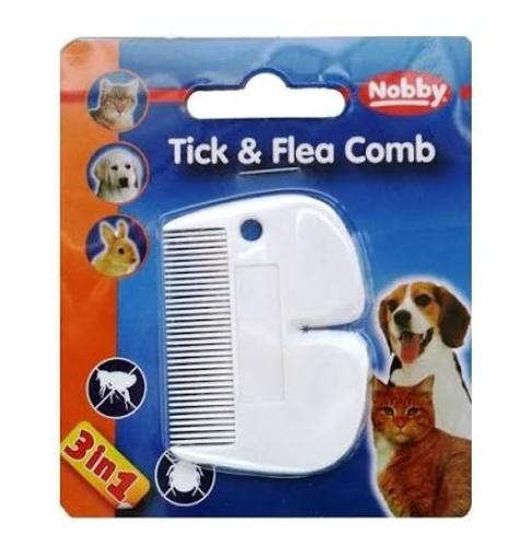 Nobby Zecken- und Flohkamm für Hunde, Katzen und Kaninchen 3-in-1