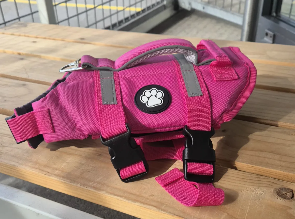 Metglad Schwimmweste für Hunde Pink mit Rettungsgriff, S