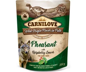 Adult Pouch Paté - Fasan mit Himbeerblättern, Carnilove Dog, Getreidefrei, Kartoffelfrei, Erwachsen, Medium, Alleinfutter, 300g