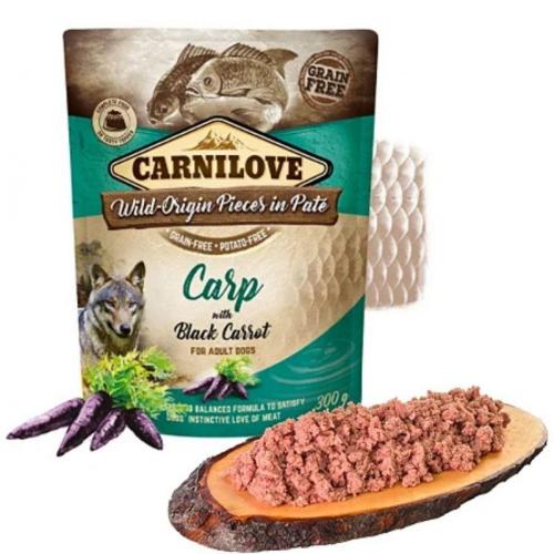 Adult Pouch Paté - Karpfen mit schwarzer Karotte, Carnilove Dog, Getreidefrei, Kartoffelfrei, Erwachsen, Medium, Alleinfutter, 300g