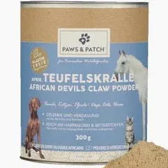Gelenk-Ergänzung Afrik. Teufelskralle Pulver – 200 g Ergänzungsfutter für Hunde, Katzen & Pferde – PAWS & PATCH