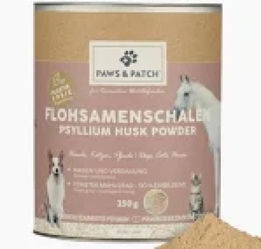 Magen-Darm-Ergänzung Flohsamenschalen Pulver 250 g für Pferde, Hunde & Katzen – PAWS & PATCH