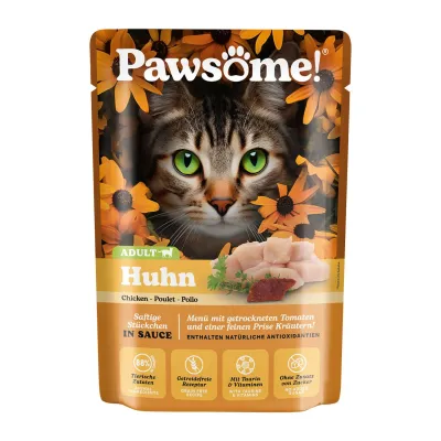 Katzen-Nassfutter Pawsome Adult Huhn Katzen Nassfutter Beutel 85 g