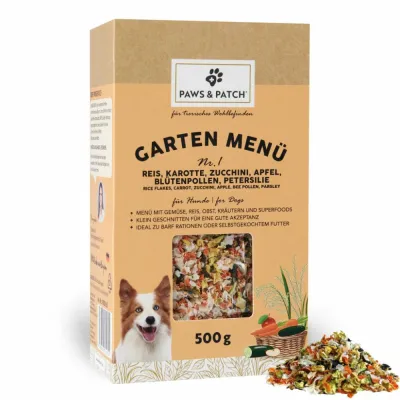 Garten Menü Nr. 1 für Hunde Reis, Karotte & Zucchini 500 g – Paws & Patch