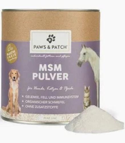 Ergänzungsfutter MSM Pulver – 400 g Ergänzungsfutter für Hunde, Katzen & Pferde – PAWS & PATCH