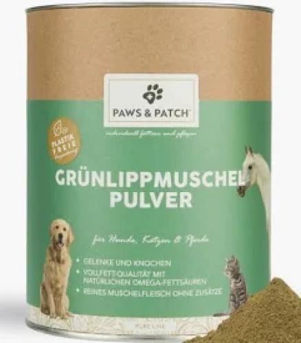 Ergänzungsfutter Grünlippmuschel Pulver – 250 g Ergänzungsfutter für Hunde, Katzen & Pferde – PAWS & PATCH