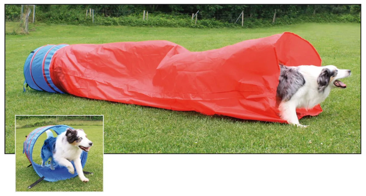 Agility Sacktunnel für Hunde Ø 60 cm, 3 m blau/rot – swisspet