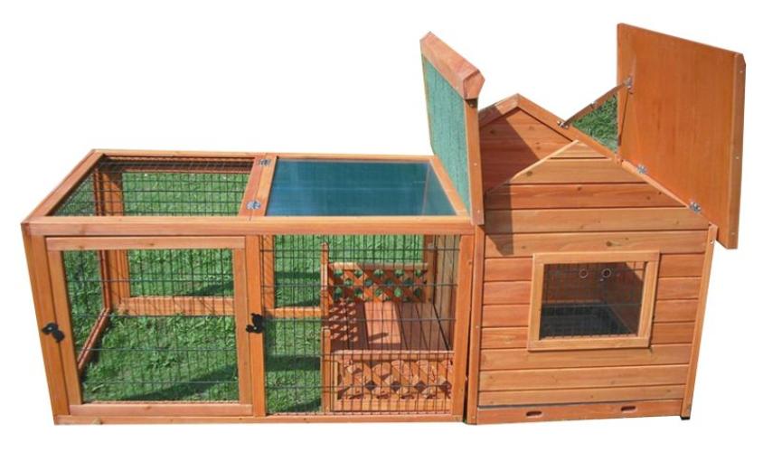 Nagerstall Pedro, 92x186x85cm, mit Freilaufgehege gedeckt,aus 2 Kartons – swisspet