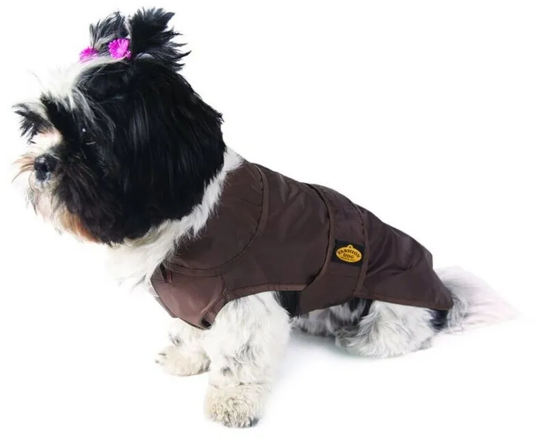 Fashion Dog - wasserabweisender Hundemantel mit Fleecefutter Art. 110 – 36 cm, Marrone