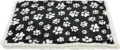 Hundespielzeug Soft-Plüsch-Decke Zampino, 120x75cm schwarz mit Pfotenmotiv – swisspet