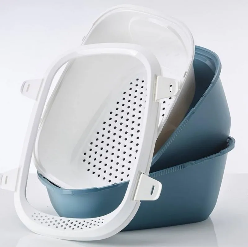Katzentoilette Simba Sift XL, 64 x 46 xH 31 cm, blau-weiss