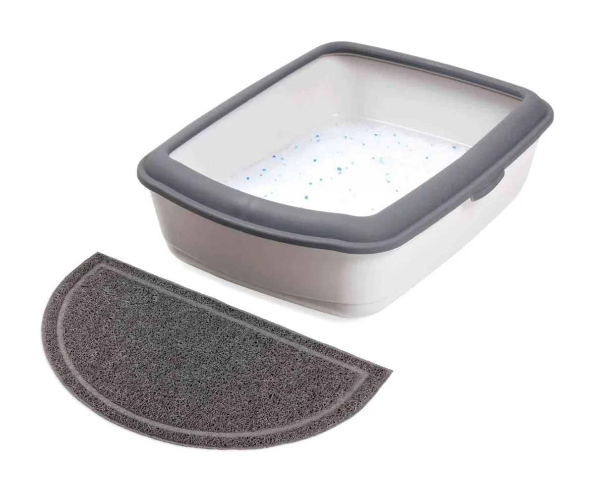 Vorleger halbrund PVC Katzentoilette anthrazit 59 × 34 cm