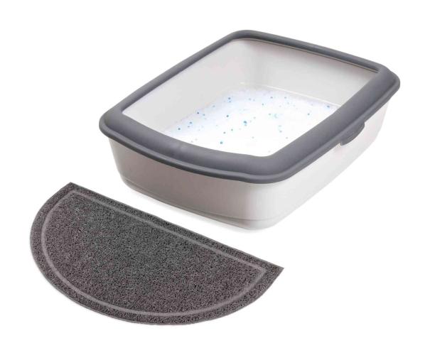 Vorleger halbrund PVC Katzentoilette anthrazit 59 × 34 cm