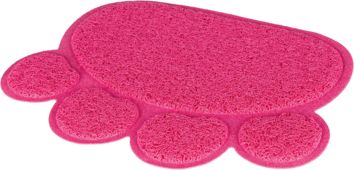 Vorleger für Katzentoiletten, Pfote, PVC, 40×30cm, pink