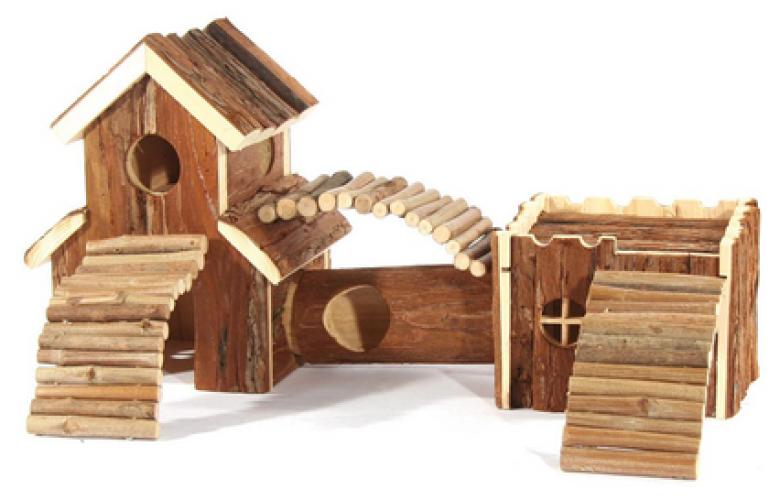 Hamstersiedlung, 47x15x22cm, aus Naturholz – swisspet