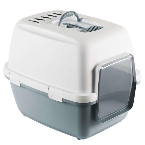 Katzentoilette Cathy Comfort blau/weissm Türe, 58x45x48cm – Kerbl