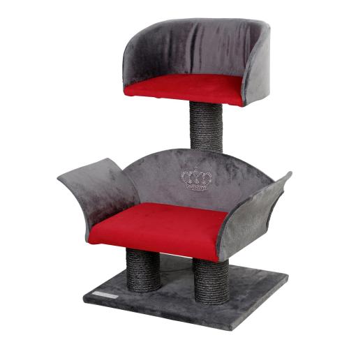 Kratzbaum Lounge Deluxe grau/rot, Höhe 70cm – Kerbl