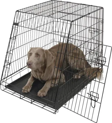 Transportbox Gittertransportbox, klappbar, schwarz, 92x63x74cm 2 Türen – Kerbl