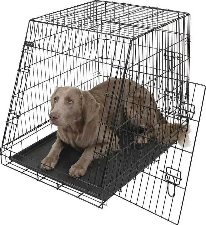 Transportbox Gittertransportbox, klappbar, schwarz, 92x63x74cm 2 Türen – Kerbl