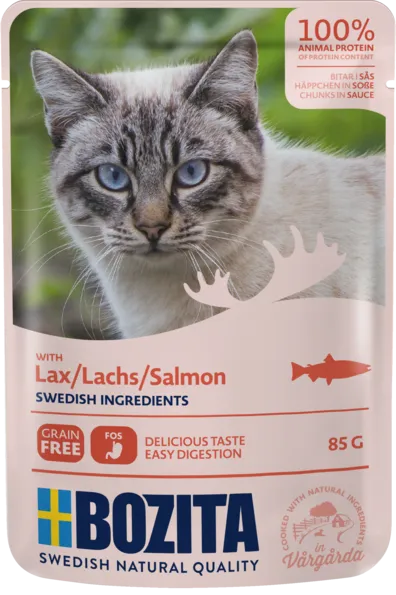 Bozita Häppchen in Sauce mit Lachs Katzen-Nassfutter 85 g