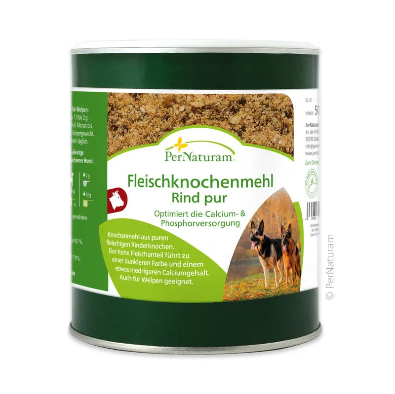 Ergänzungsfutter Hund Fleischknochenmehl Rind pur 500 g Hund – PerNaturam