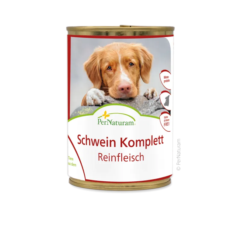 Ergänzungsfutter Hund Reinfleisch Schwein komplett 400 g – PerNaturam