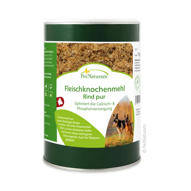 Ergänzungsfutter Hund Fleischknochenmehl Rind pur 1 kg – PerNaturam