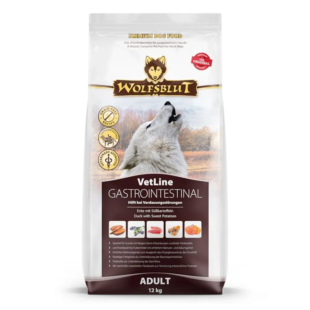 Gastrointestinal - Ente mit Süsskartoffel12 kg von Wolfsblut VetLine Wolfsblut Alleinfutter Erwachsen Medium