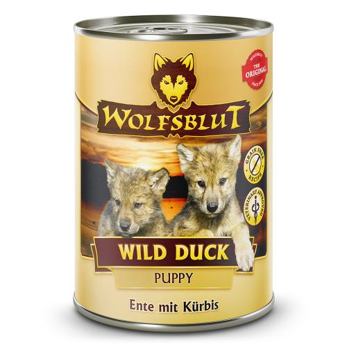 Puppy Wild Duck - Ente mit Kürbis  6x395g von Wolfblut ist Glutenfreies Alleinfutter  für die Lebensphase Welpe