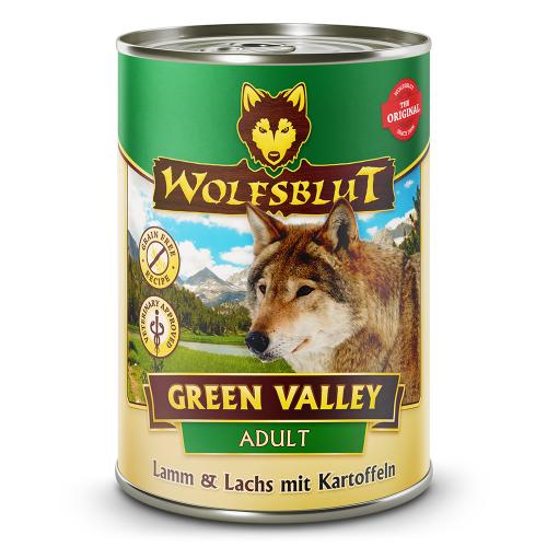 Canine Adult Green Valley - Lamm & Lachs mit Kartoffel 6x395g von Wolfblut ist Getreidefrei, Glutenfreies Alleinfutter für die Lebensphase Erwachsen