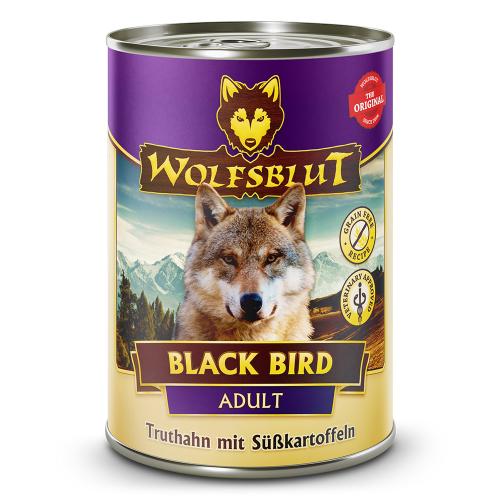 Canine Adult Black Bird - Truthahn mit Süsskartoffel 6x395g von Wolfblut ist Getreidefrei, Glutenfreies Alleinfutter für Erwachsenene Medium