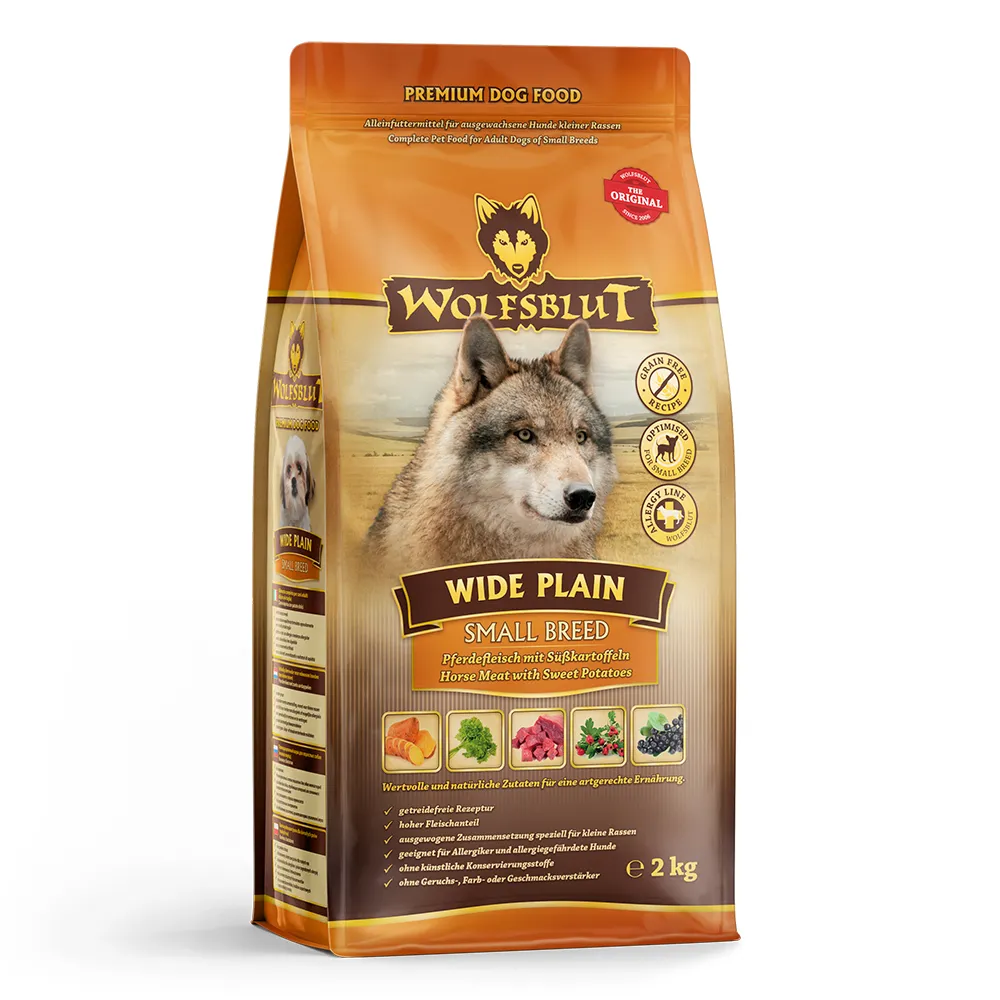 Canine Adult Small Breed Wide Plain - Pferd mit Süsskartoffel 2kg von Wolfblut ist Glutenfreies Alleinfutter für die Lebensphase Erwachsen