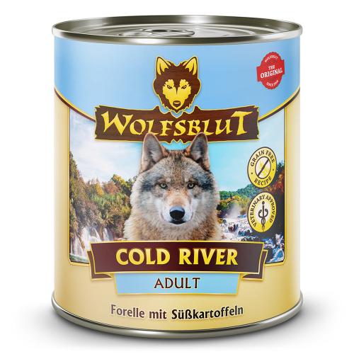 Canine Adult Cold River - Forelle mit Süsskartoffel 6x800g von Wolfblut ist Glutenfreies Alleinfutter  für die Lebensphase Erwachsen