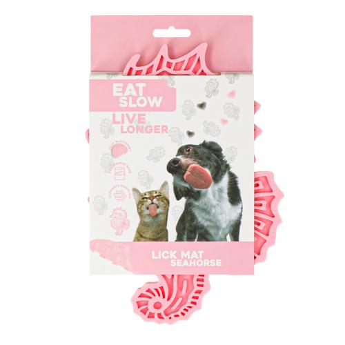 Eat Slow Live Longer Lick Mat Seahorse Rosa