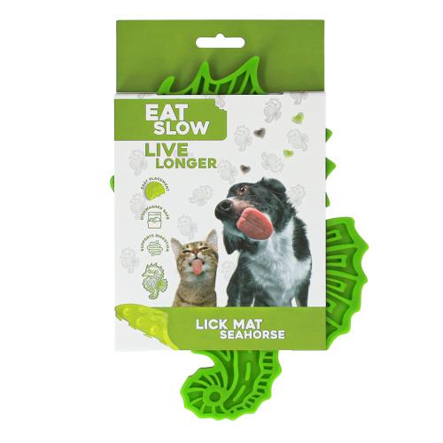 Eat Slow Live Longer Lick Mat Seahorse Grün