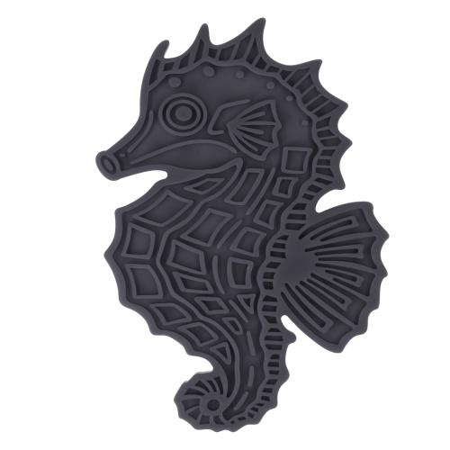 Eat Slow Live Longer Lick Mat Seahorse Grau