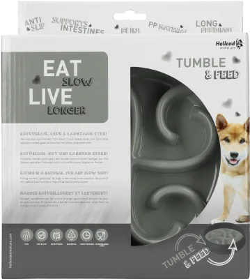 Eat Slow Live Longer Tumble Feeder Grau