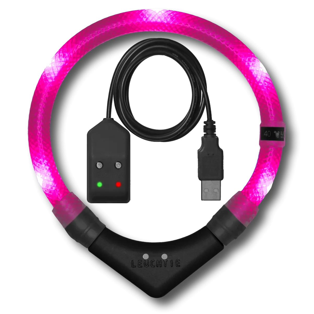 LED-Halsband Easy Charge 35 cm hotpink – LEUCHTIE