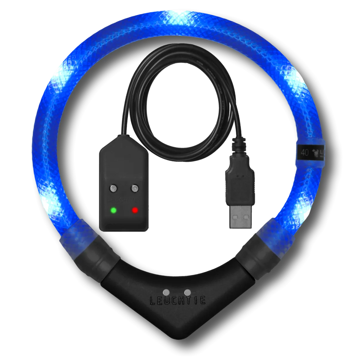 LED-Halsband Easy Charge 35 cm blau – LEUCHTIE