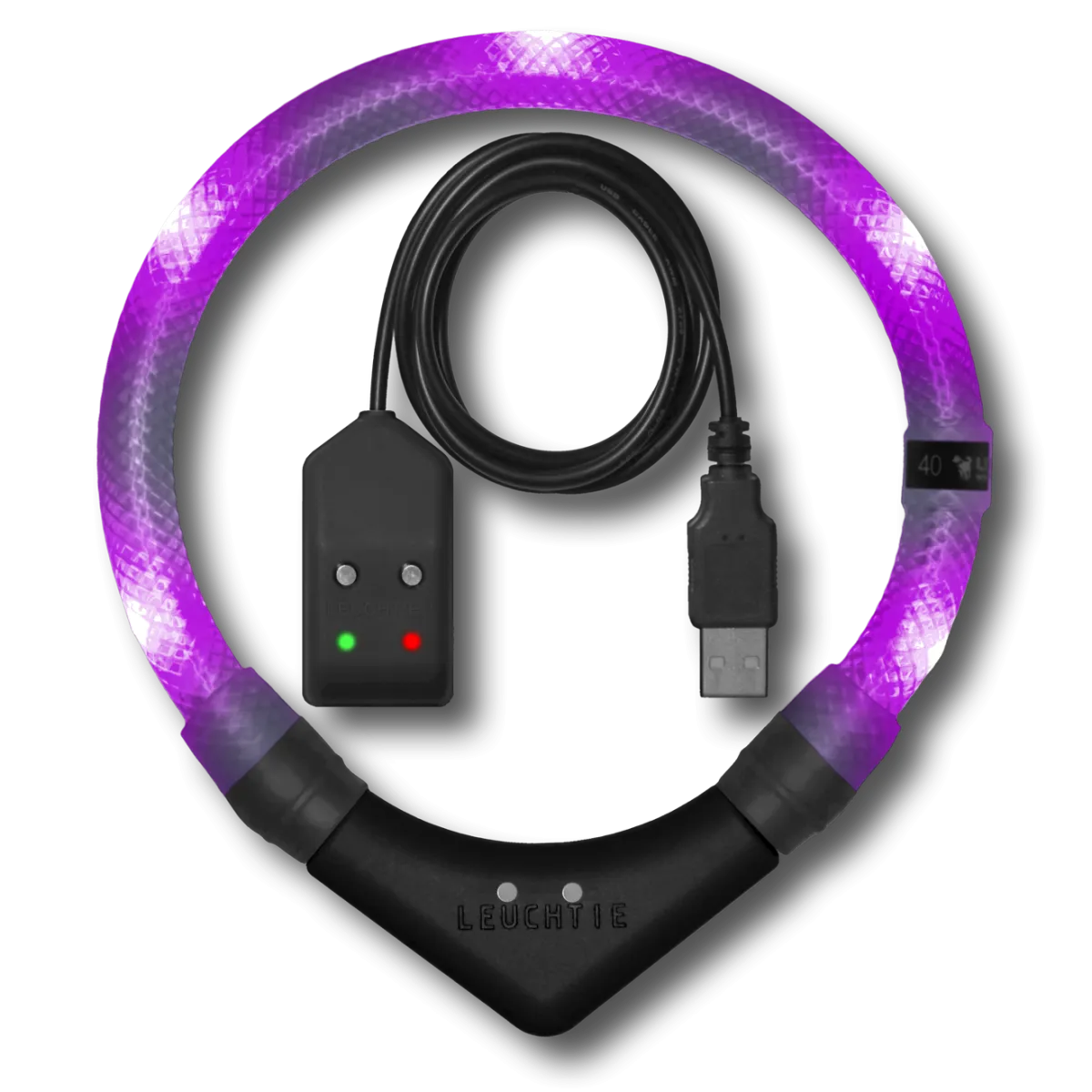 LED-Halsband Easy Charge 55 cm lavendel – LEUCHTIE