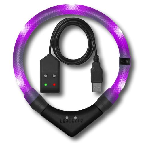 LED-Halsband Easy Charge 42,5 cm lavendel – LEUCHTIE