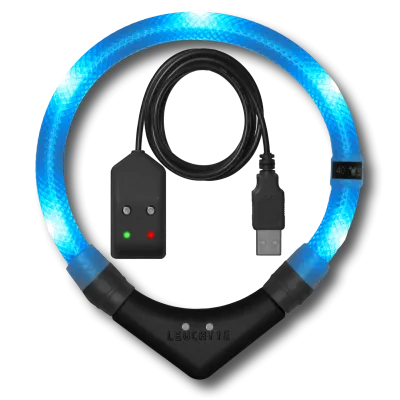 LED-Halsband Easy Charge 35 cm eisblau – LEUCHTIE